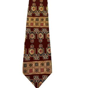 Metropolitan Museum of Art Silk Tie Burgundy + Gold + Blue Medallions